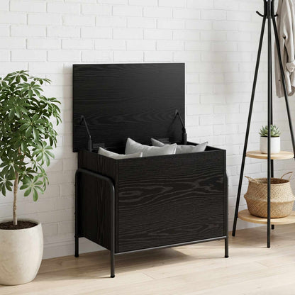 Scatola di Stoccaggio Rovere Nero 80 x 40 x 49,5 cm