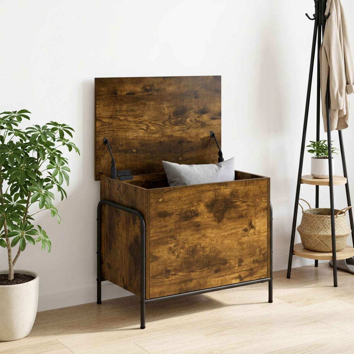 Scatola di Stoccaggio Rovere Fumo 80 x 40 x 49,5 cm | homemem39