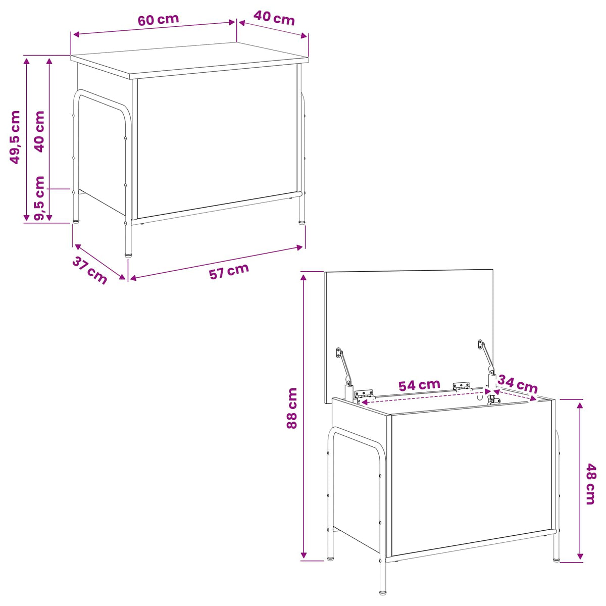 Scatola di Stoccaggio Sonoma grigio 80 x 40 x 49,5 cm | homemem39