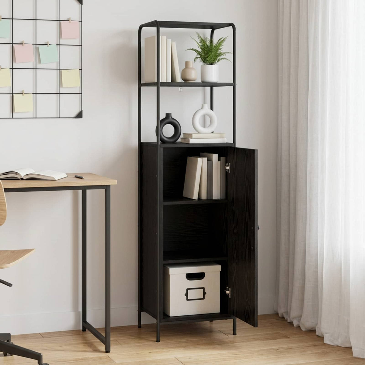 Credenza Rovere Nero 40 x 33 x 161 cm Legno ingegnerizzato
