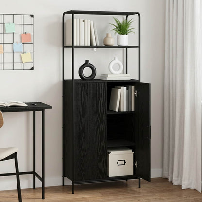 Credenza Rovere Nero 40 x 33 x 161 cm Legno ingegnerizzato