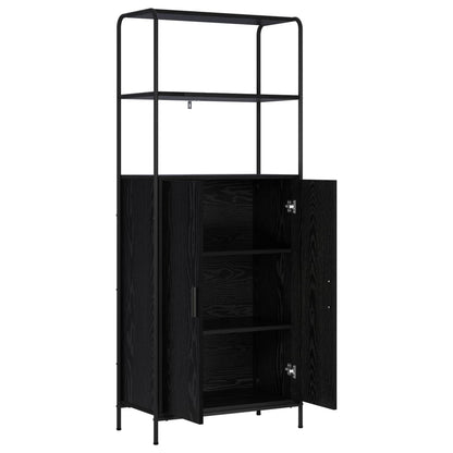 Credenza Rovere Nero 40 x 33 x 161 cm Legno ingegnerizzato