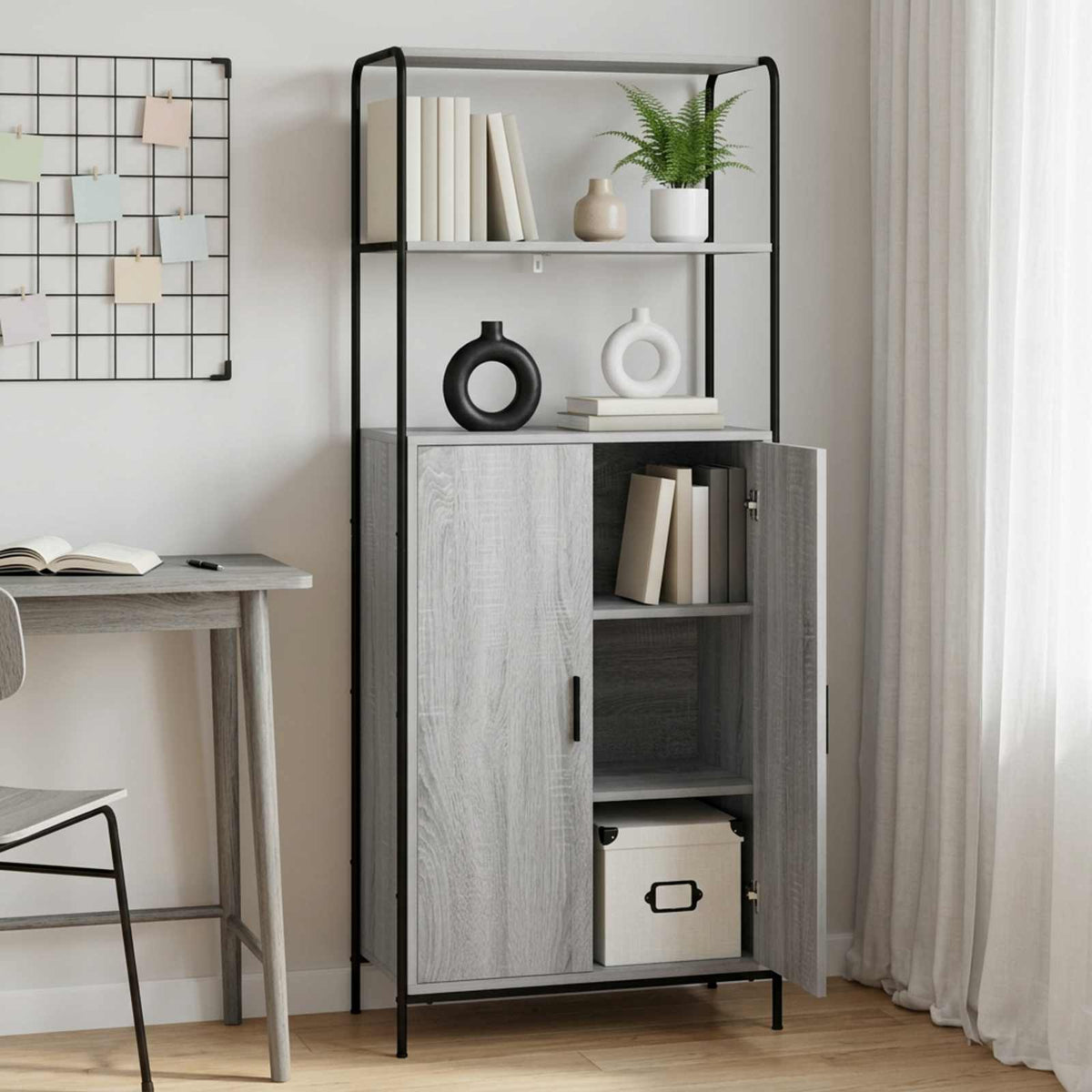 Credenza Sonoma grigio 40 x 33 x 161 cm Legno ingegnerizzato