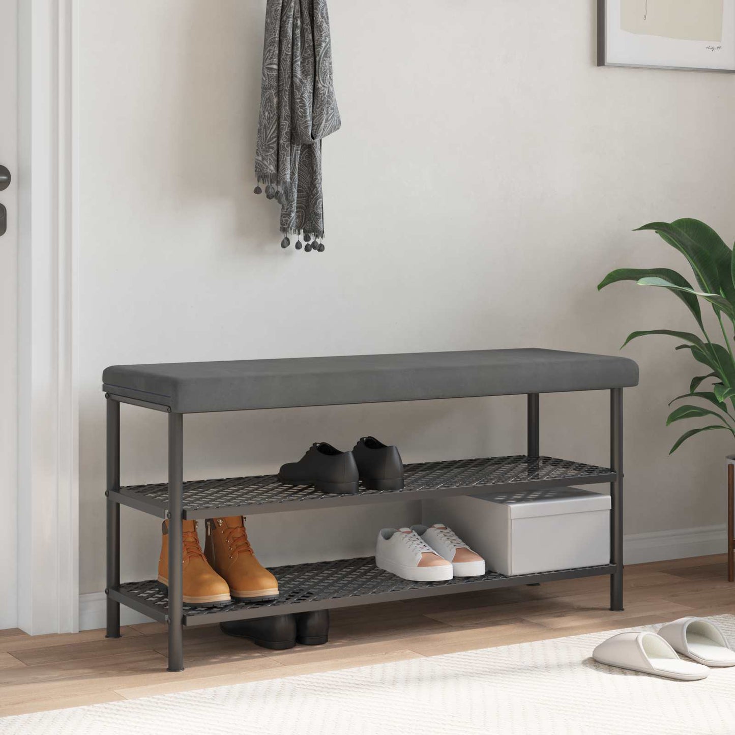 Cuscino per panchina Velluto (V) Grigio Scuro Profondità 35 cm | homemem39