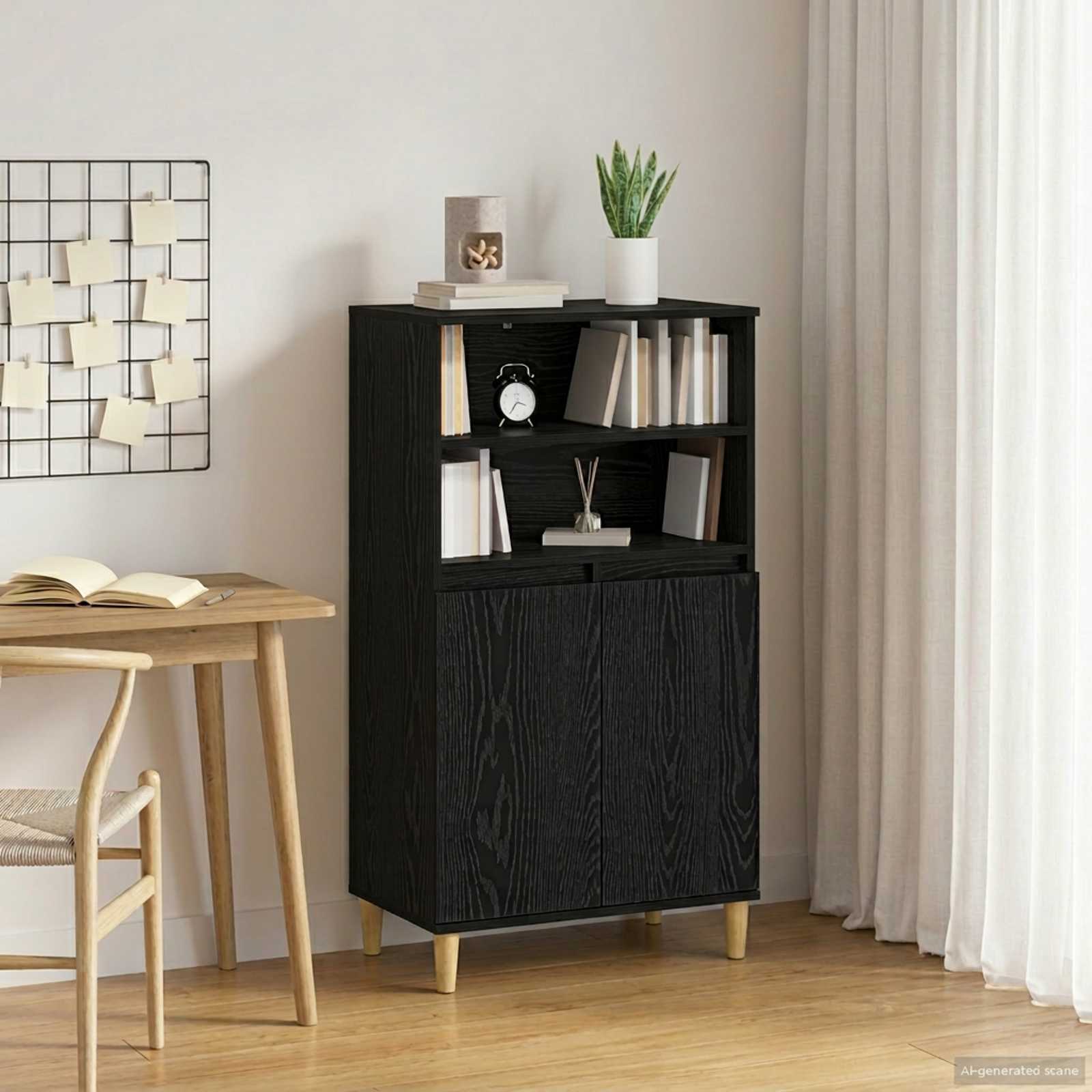 Credenza Rovere Nero 60 x 36 x 110 cm Legno ingegnerizzato | homemem39