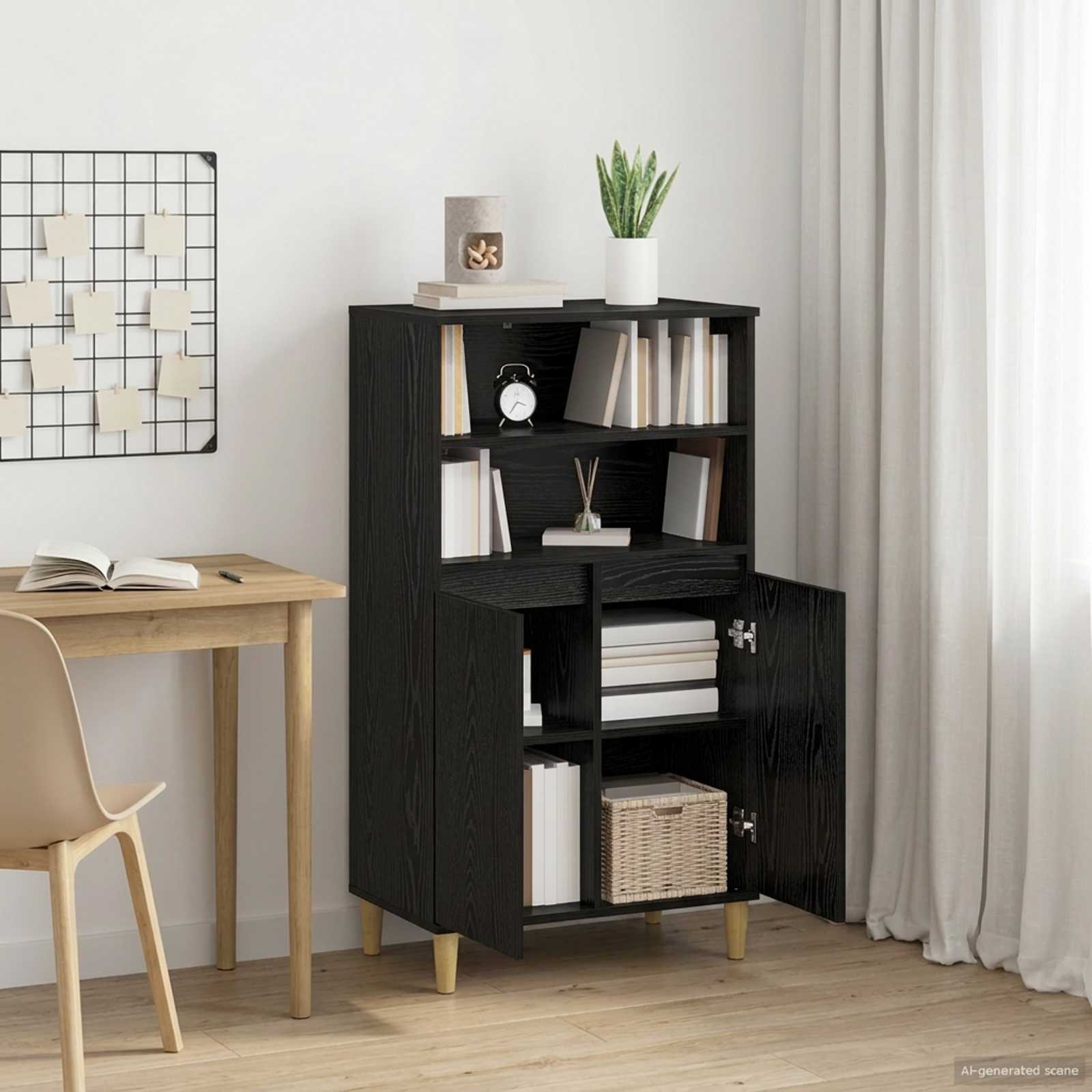 Credenza Rovere Nero 60 x 36 x 110 cm Legno ingegnerizzato | homemem39