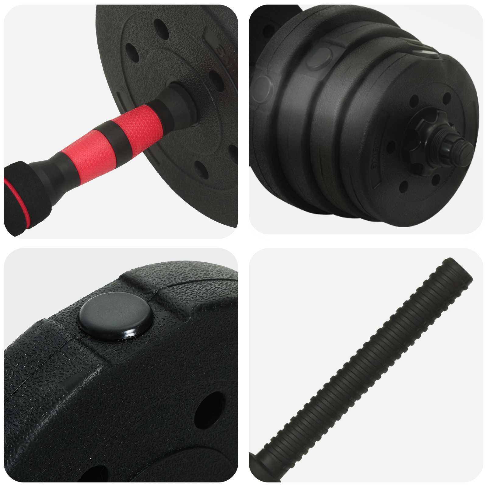 Set di Manubri 2-in-1 40kg Nero e Rosso | homemem39