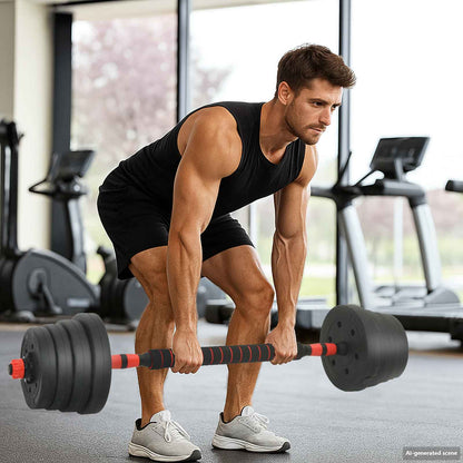 Set di Manubri 2-in-1 40kg Nero e Rosso | homemem39