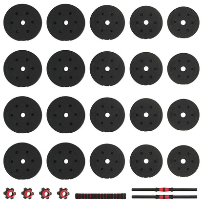 Set di Manubri 2-in-1 40kg Nero e Rosso | homemem39