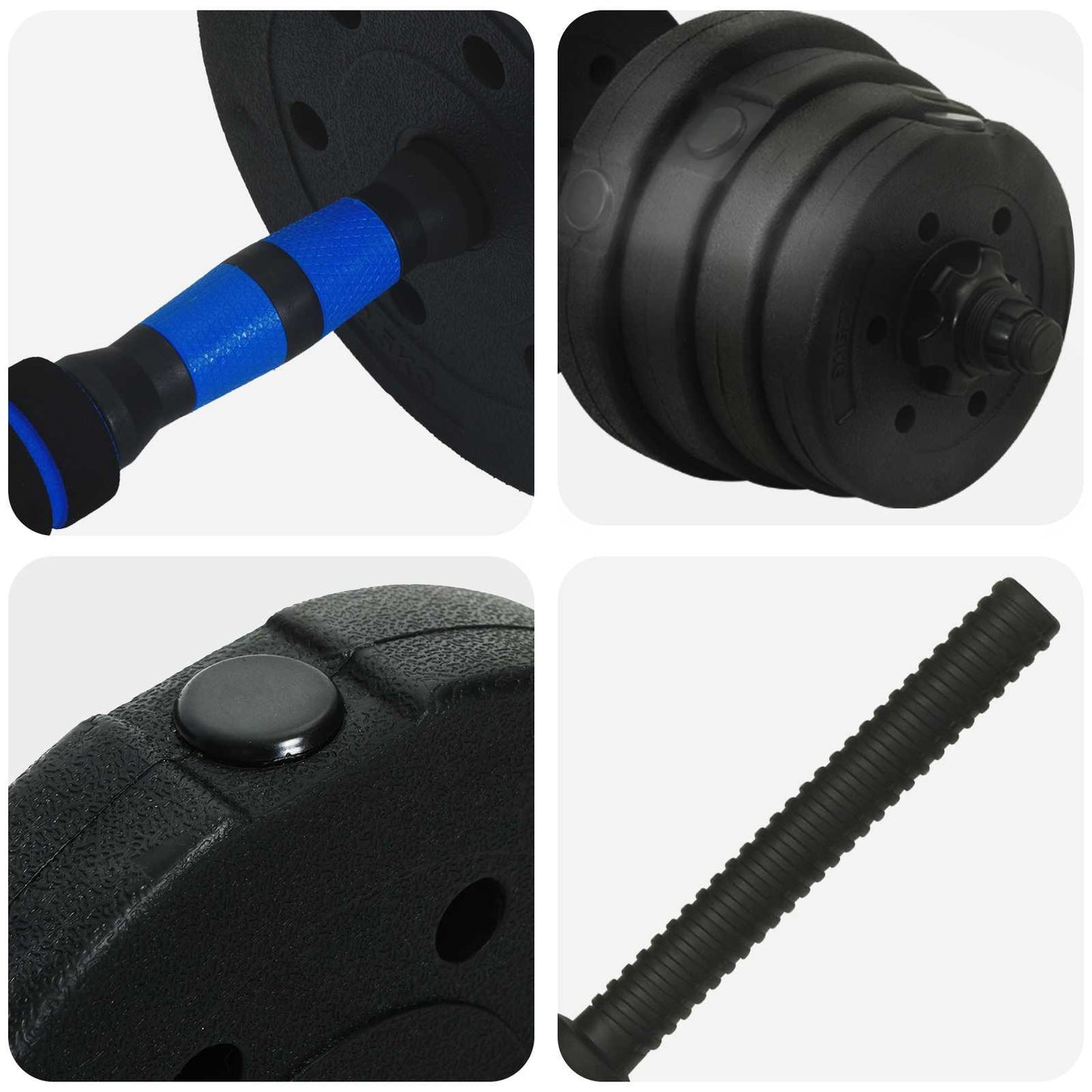 Set di Manubri 2-in-1 40kg Nero e Blu Cemento e sabbia di ferro | homemem39