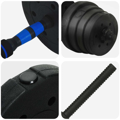 Set di Manubri 2-in-1 40kg Nero e Blu Cemento e sabbia di ferro | homemem39