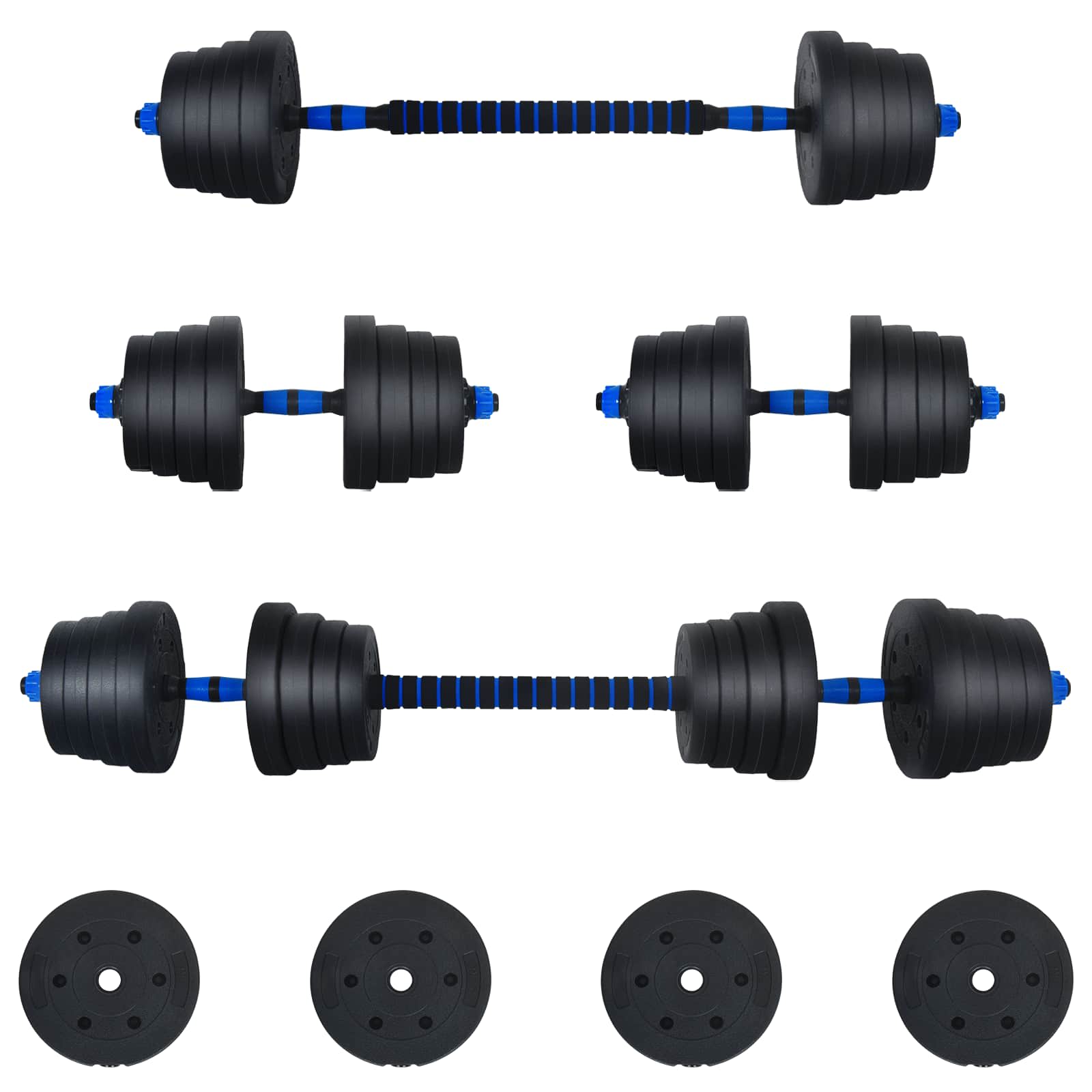 Set di Manubri 2-in-1 40kg Nero e Blu Cemento e sabbia di ferro | homemem39