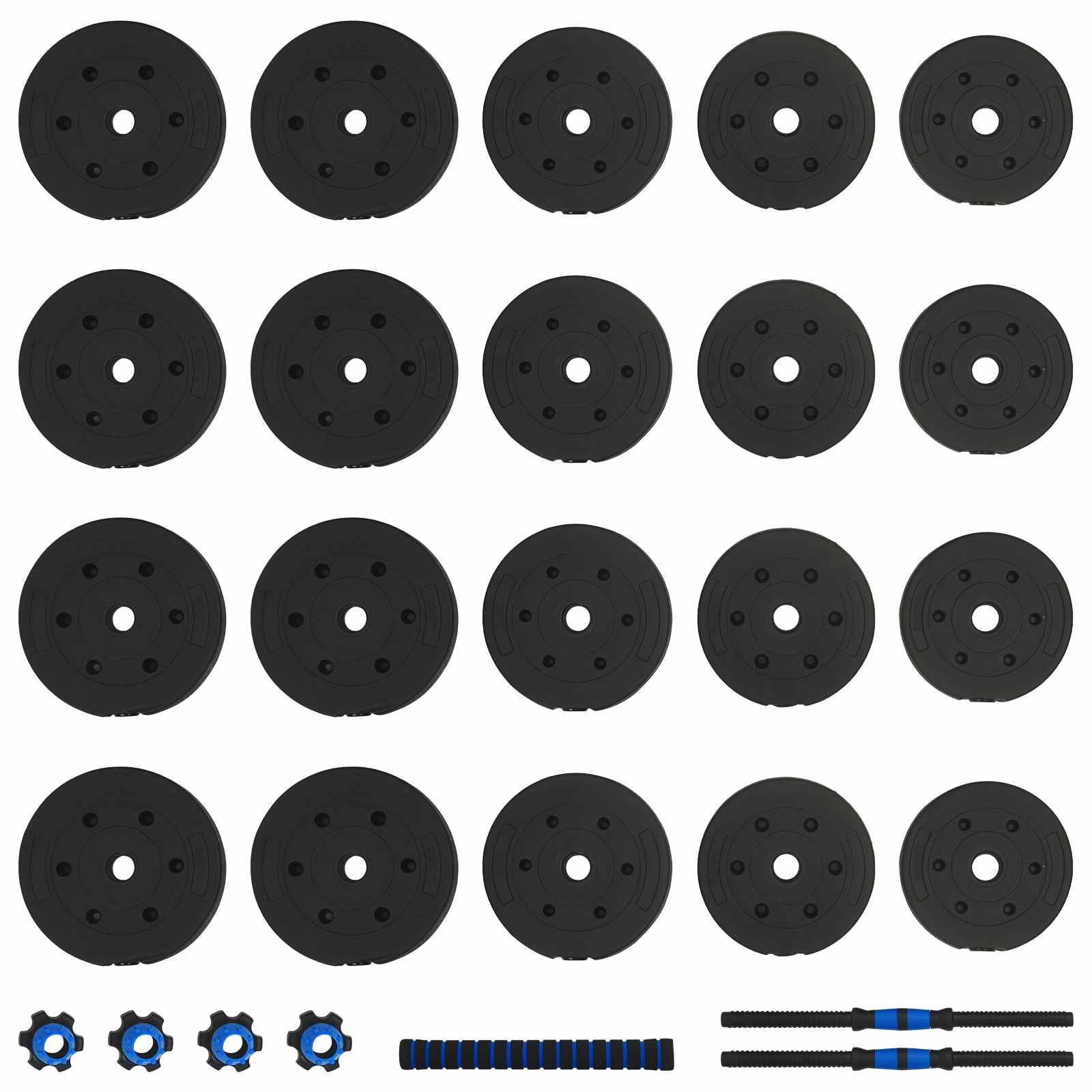 Set di Manubri 2-in-1 40kg Nero e Blu Cemento e sabbia di ferro | homemem39
