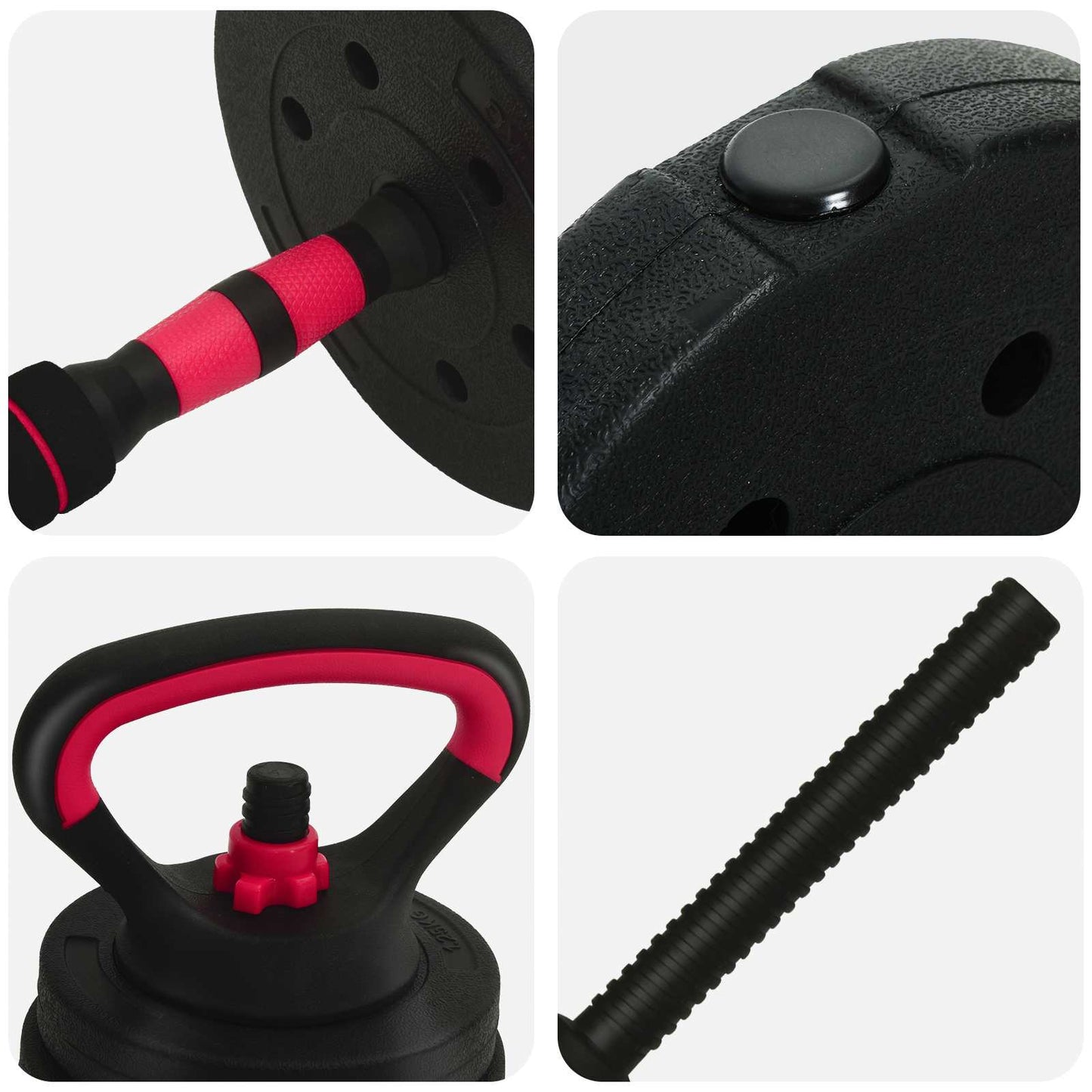 Set di Manubri 4-in-1 40kg Nero e Rosso | homemem39