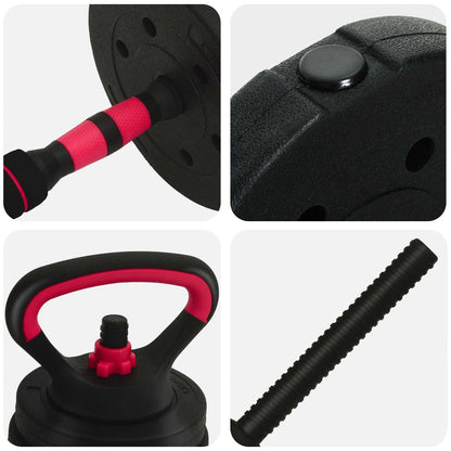 Set di Manubri 4-in-1 40kg Nero e Rosso | homemem39