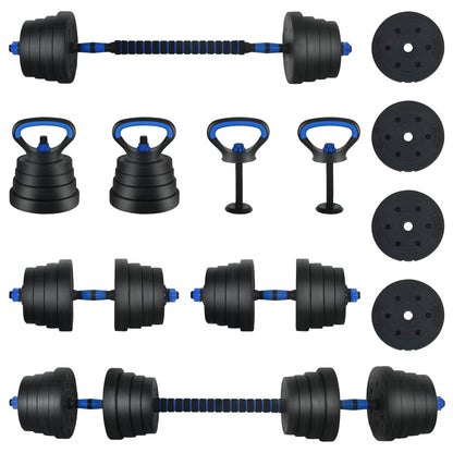 Set di Manubri 4-in-1 40kg Nero e Blu Cemento e sabbia di ferro | homemem39