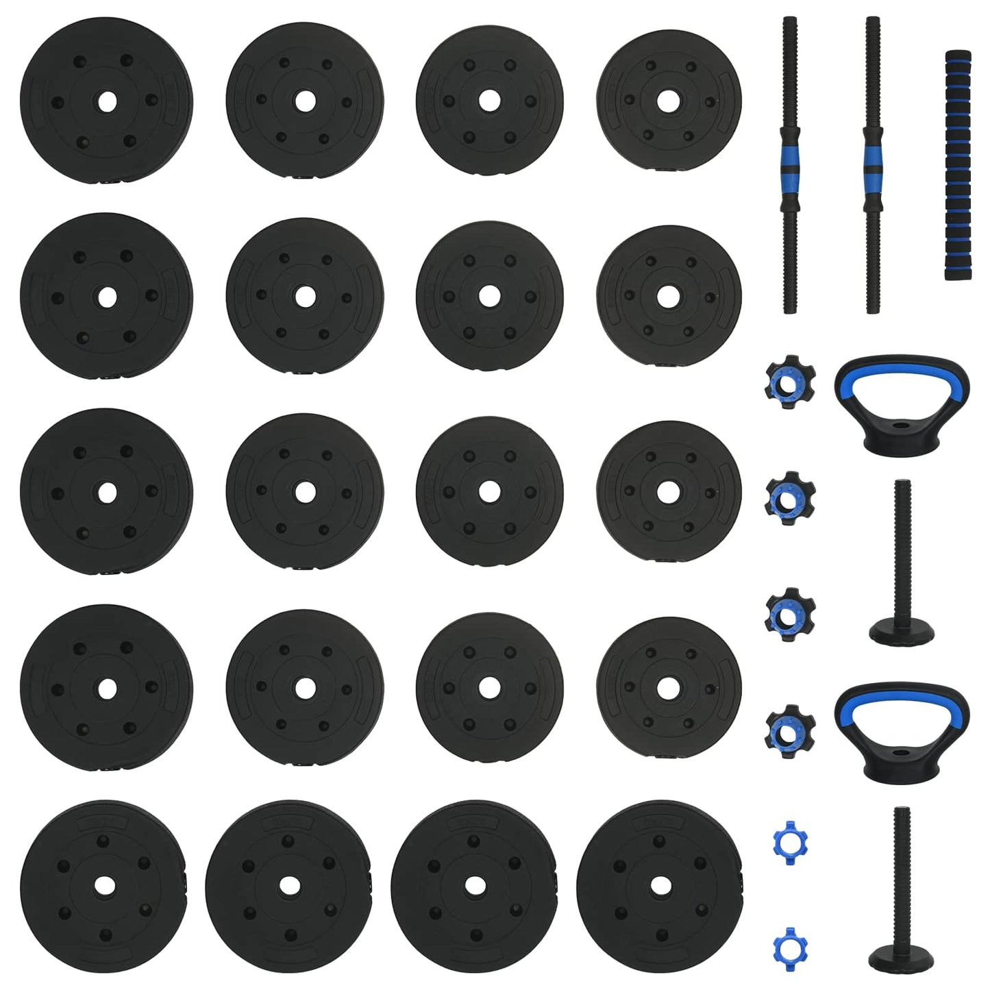 Set di Manubri 4-in-1 40kg Nero e Blu Cemento e sabbia di ferro | homemem39