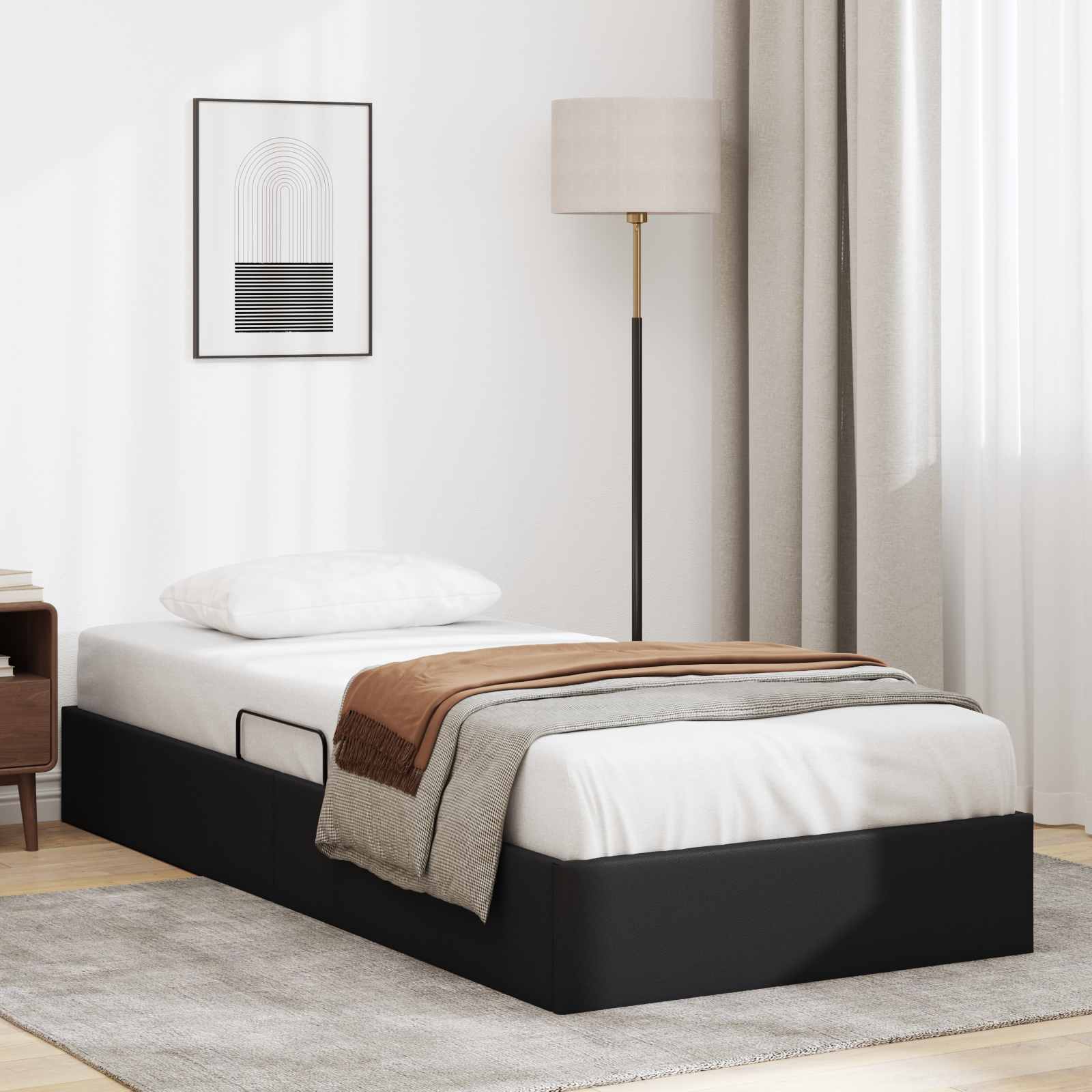 Letto ottomano Nero 90 x 190 cm Pelle Sintetica | homemem39