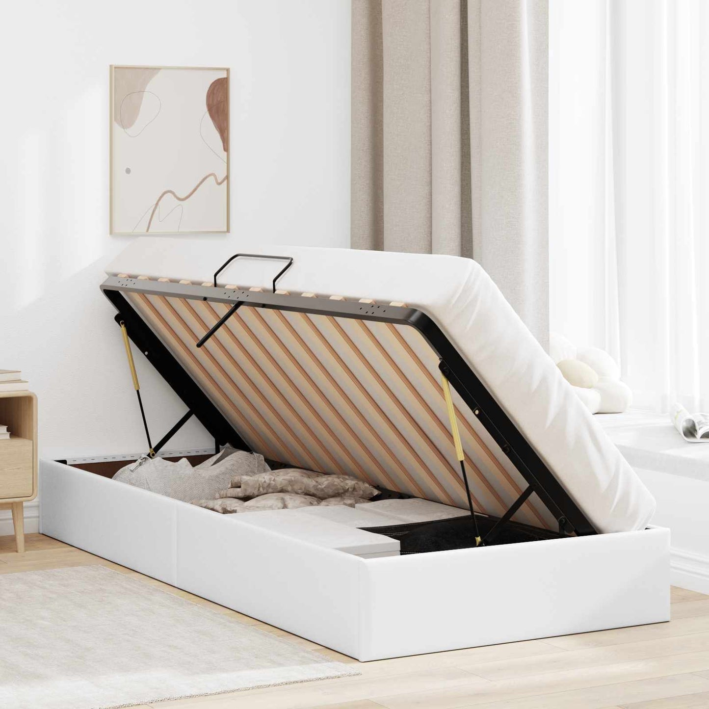 Letto ottomano Bianco Puro 90 x 190 cm Pelle Sintetica | homemem39