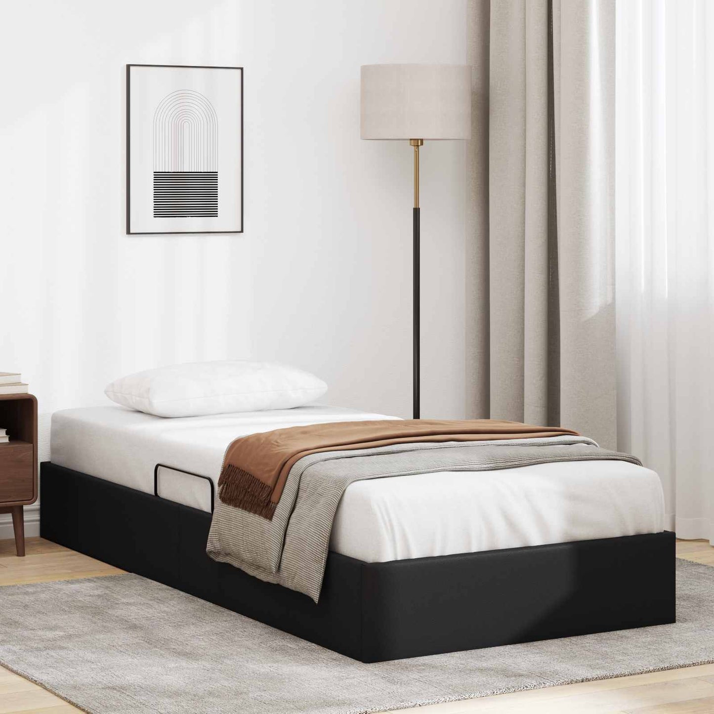 Letto ottomano Nero 100 x 200 cm Pelle Sintetica | homemem39