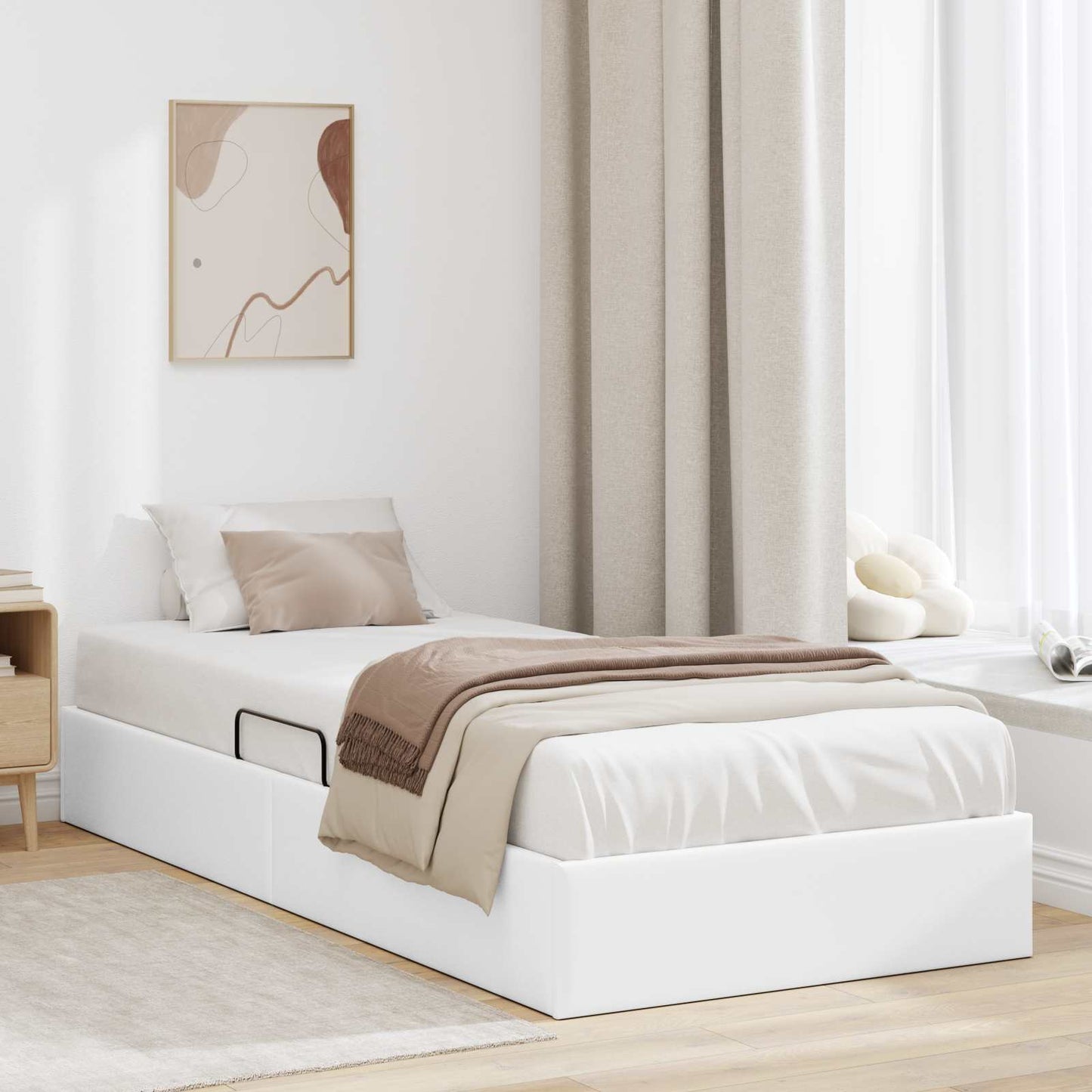 Letto ottomano Bianco Puro 100 x 200 cm Pelle Sintetica | homemem39