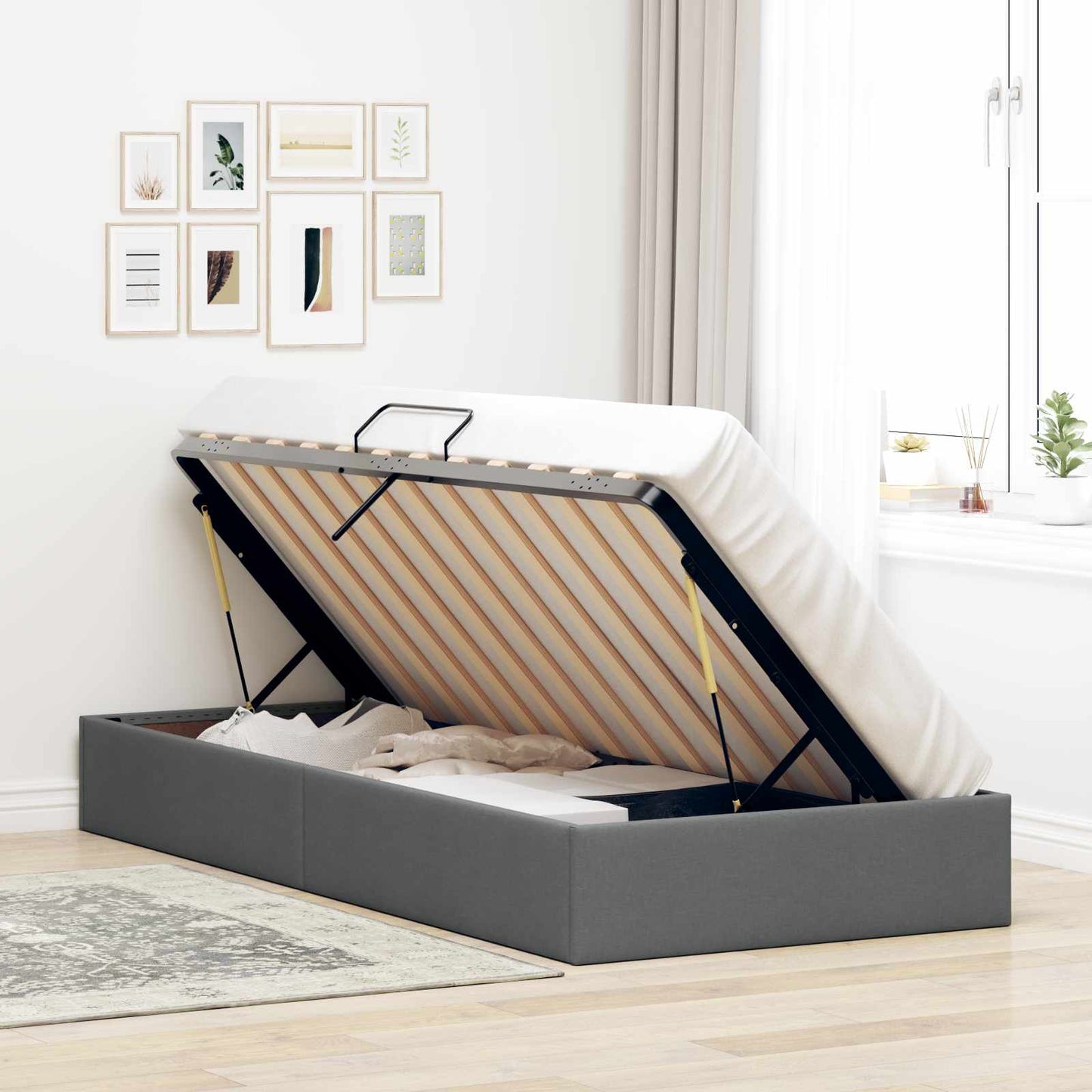 Letto ottomano Grigio scuro 90 x 190 cm Tessuto | homemem39