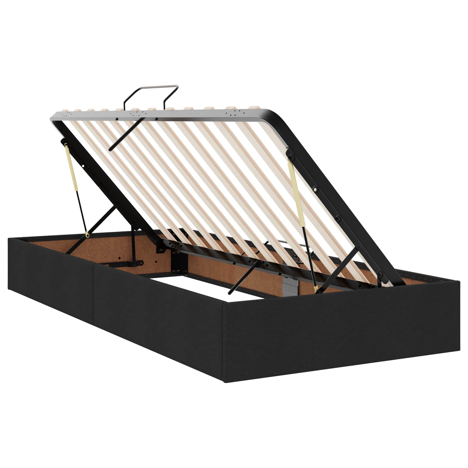 Letto ottomano con archiviazione Nero 90 x 190 cm Tessuto | homemem39
