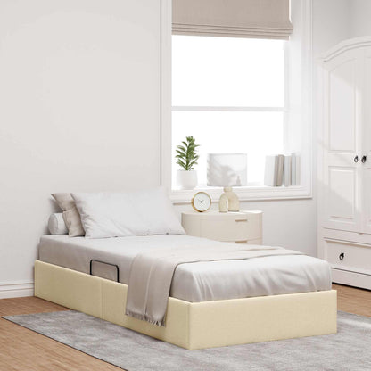 Letto ottomano con archiviazione Crema 90 x 190 cm Tessuto | homemem39