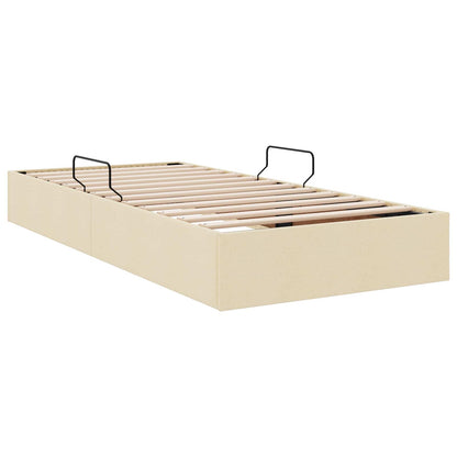 Letto ottomano con archiviazione Crema 90 x 190 cm Tessuto | homemem39