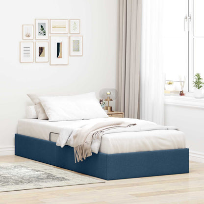 Letto ottomano con archiviazione Blu 90 x 190 cm Tessuto | homemem39