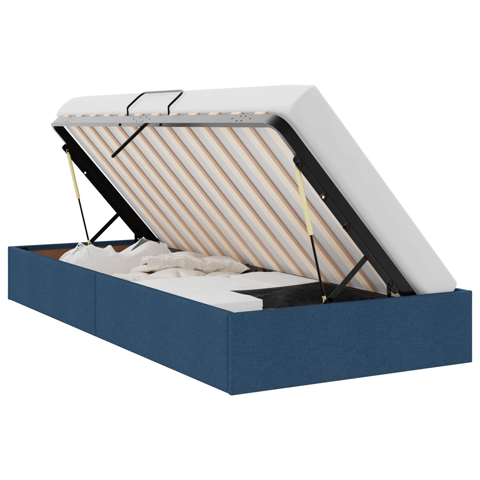 Letto ottomano con archiviazione Blu 90 x 190 cm Tessuto | homemem39