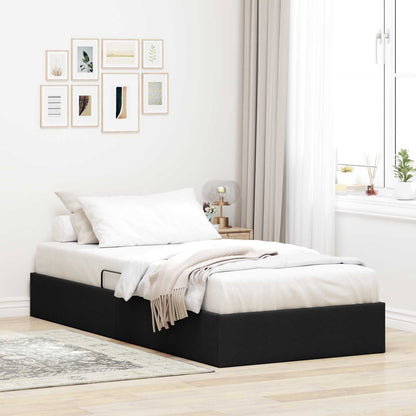 Letto ottomano con archiviazione Nero 90 x 200 cm Tessuto | homemem39