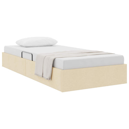 Letto ottomano con archiviazione Crema 90 x 200 cm Tessuto