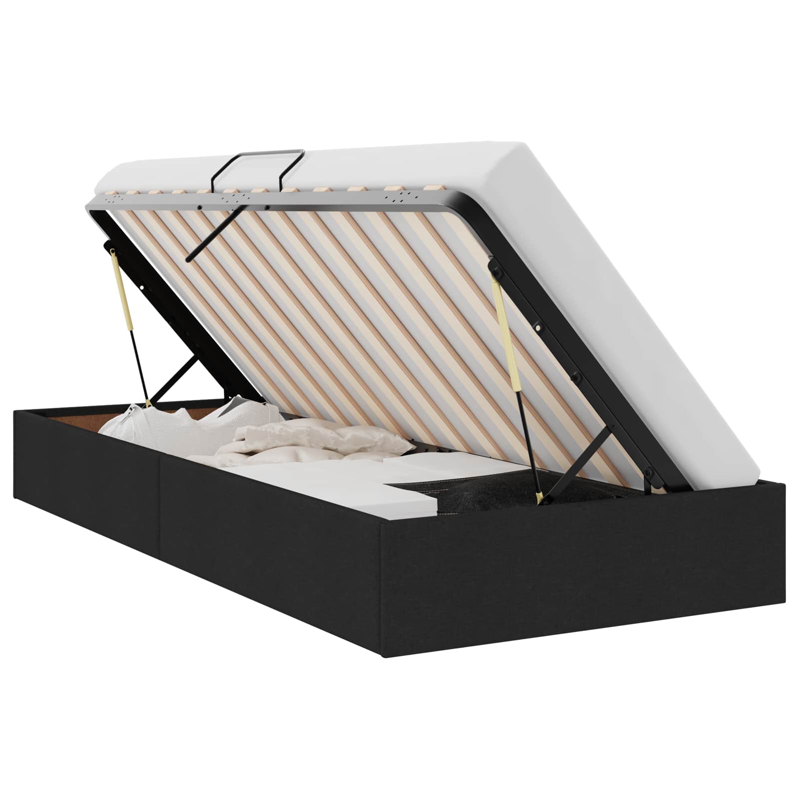 Letto ottomano con archiviazione Nero 100 x 200 cm Tessuto | homemem39
