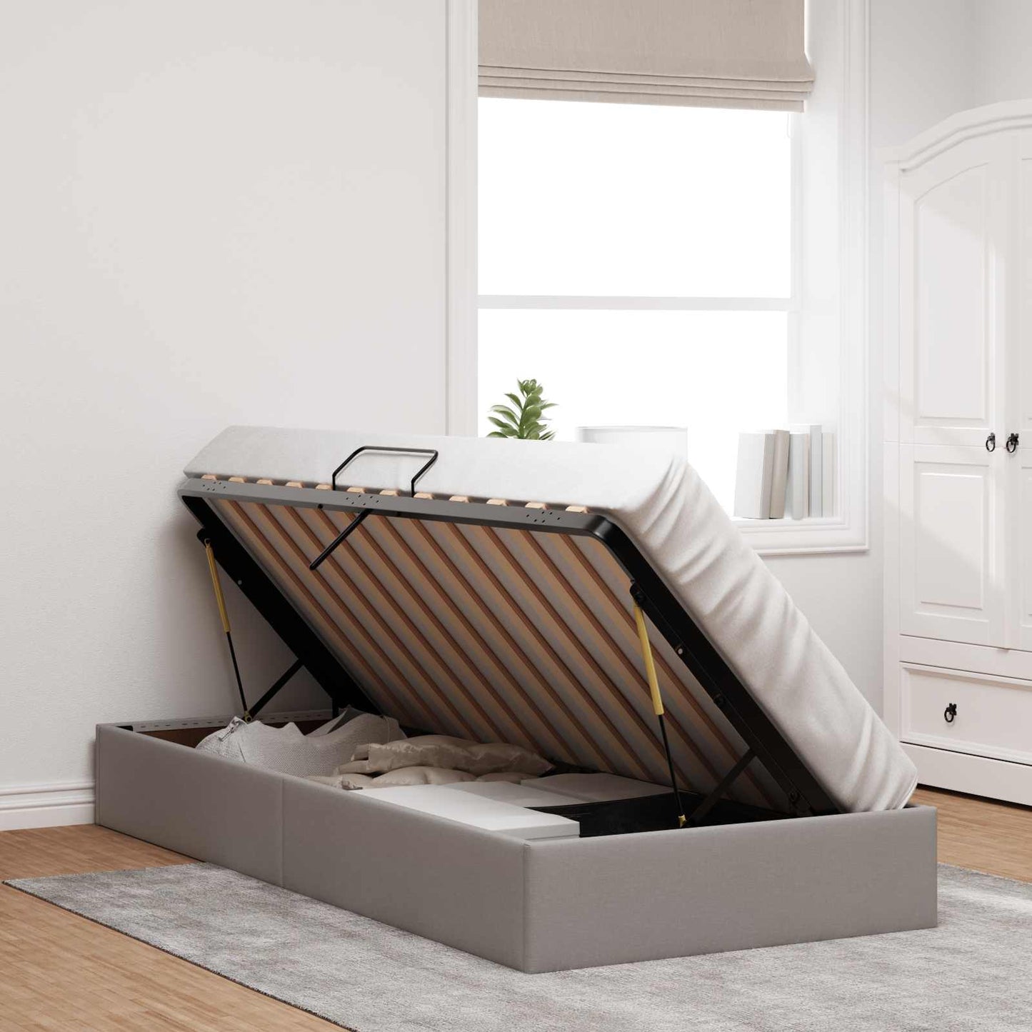 Letto ottomano con archiviazione Talpa 100 x 200 cm Tessuto | homemem39