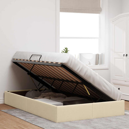 Letto ottomano con archiviazione Crema 120 x 200 cm Tessuto | homemem39