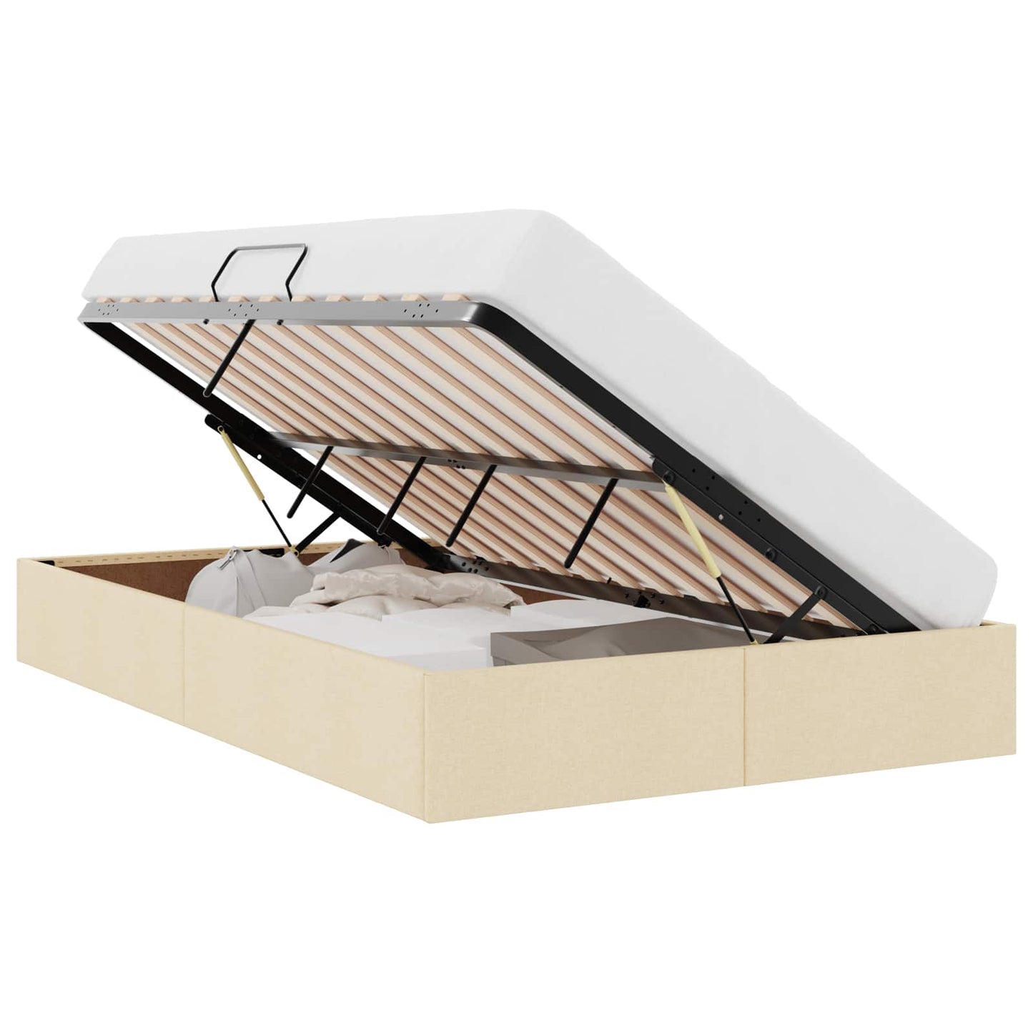 Letto ottomano con archiviazione Crema 120 x 200 cm Tessuto | homemem39
