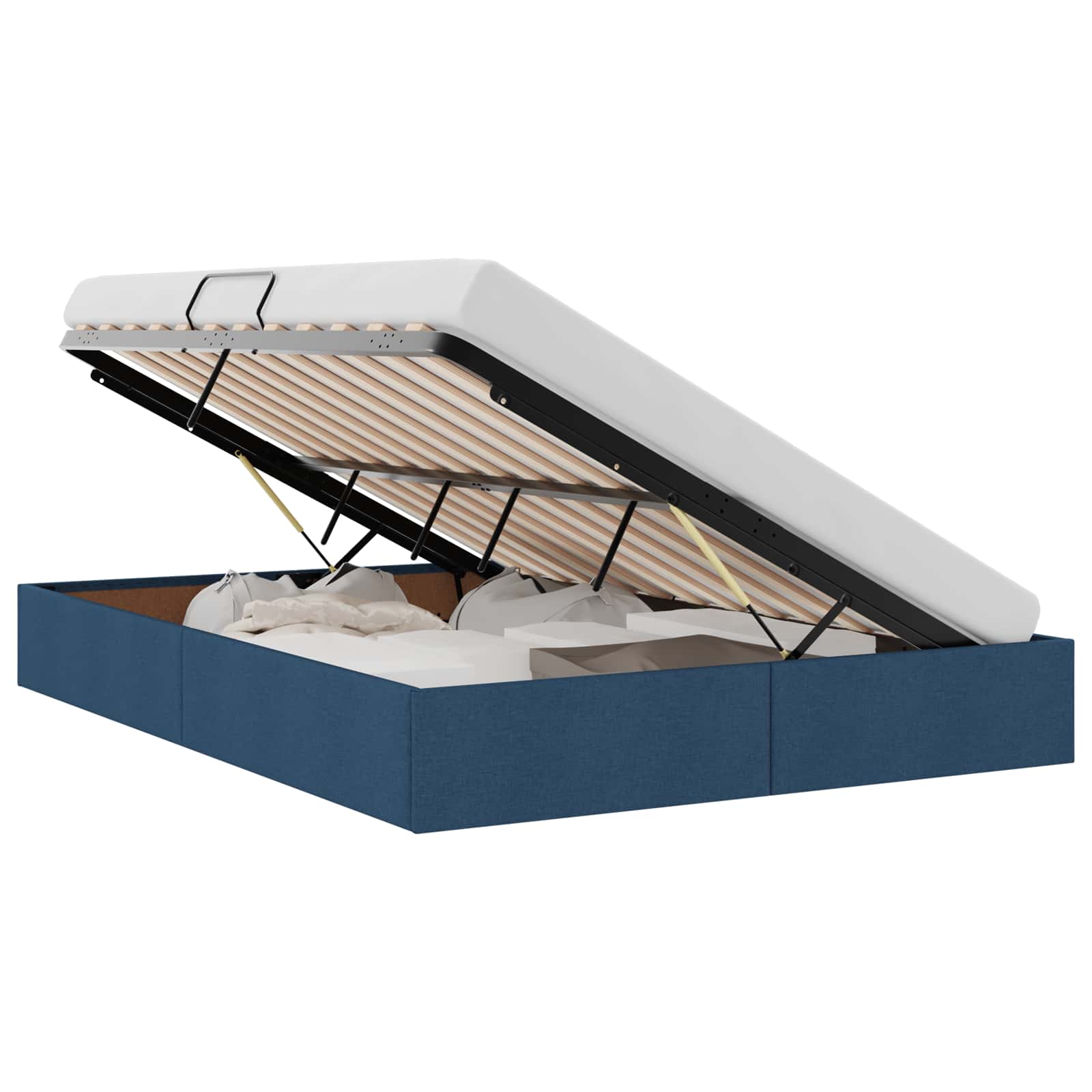 Letto ottomano con archiviazione Blu 140 x 190 cm Tessuto | homemem39