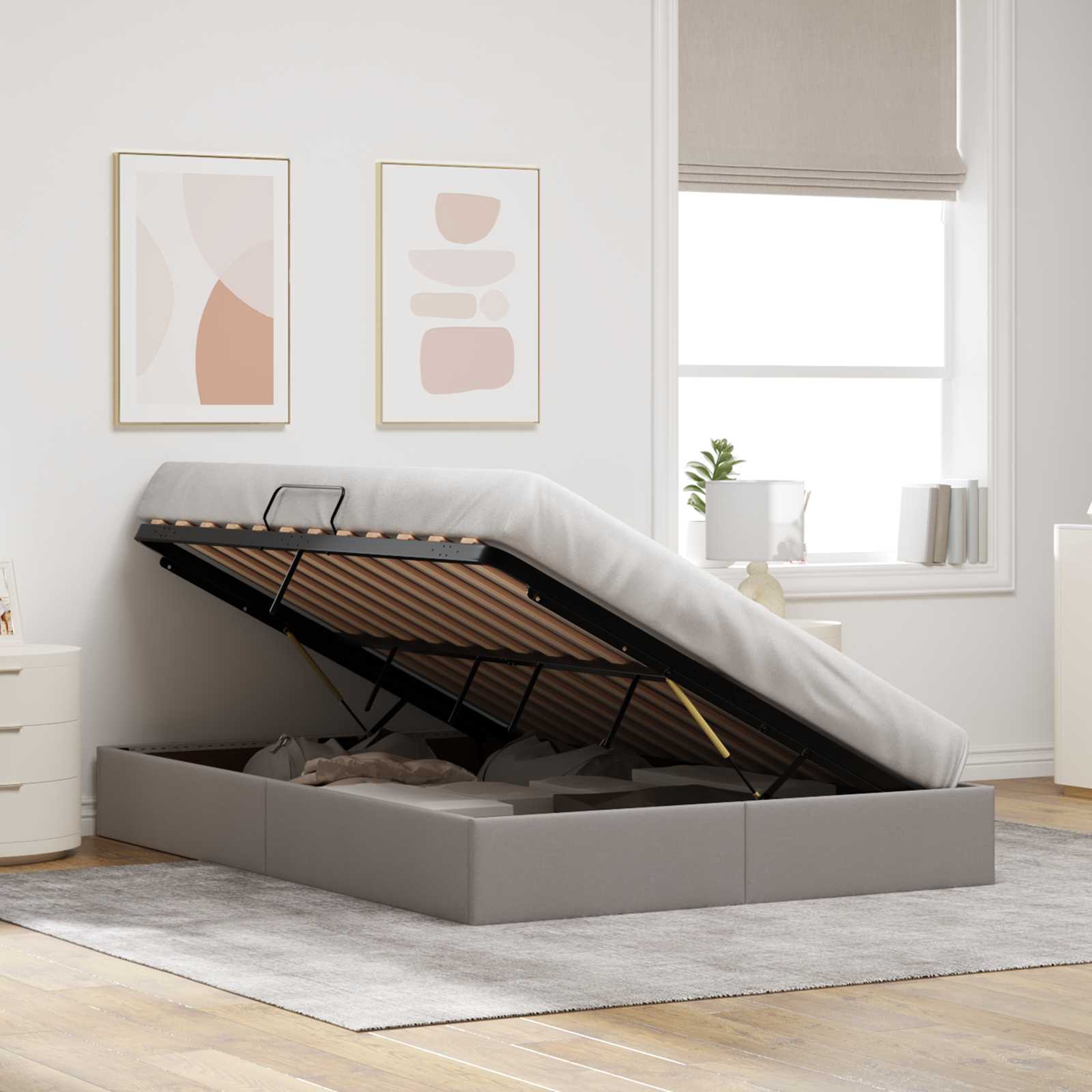 Letto ottomano con archiviazione Talpa 140 x 200 cm Tessuto | homemem39