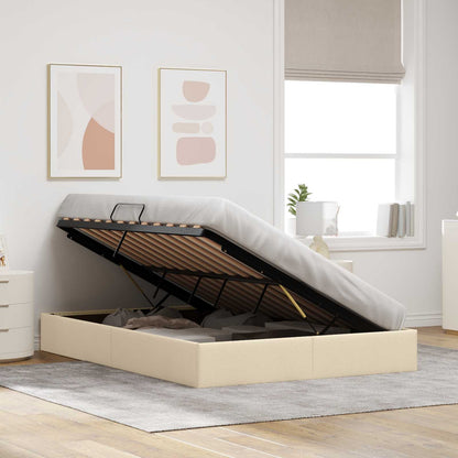 Letto ottomano con archiviazione Crema 140 x 200 cm Tessuto | homemem39