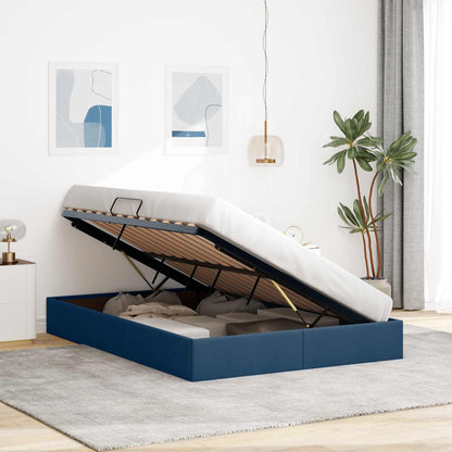 Letto ottomano con archiviazione Blu 140 x 200 cm Tessuto | homemem39