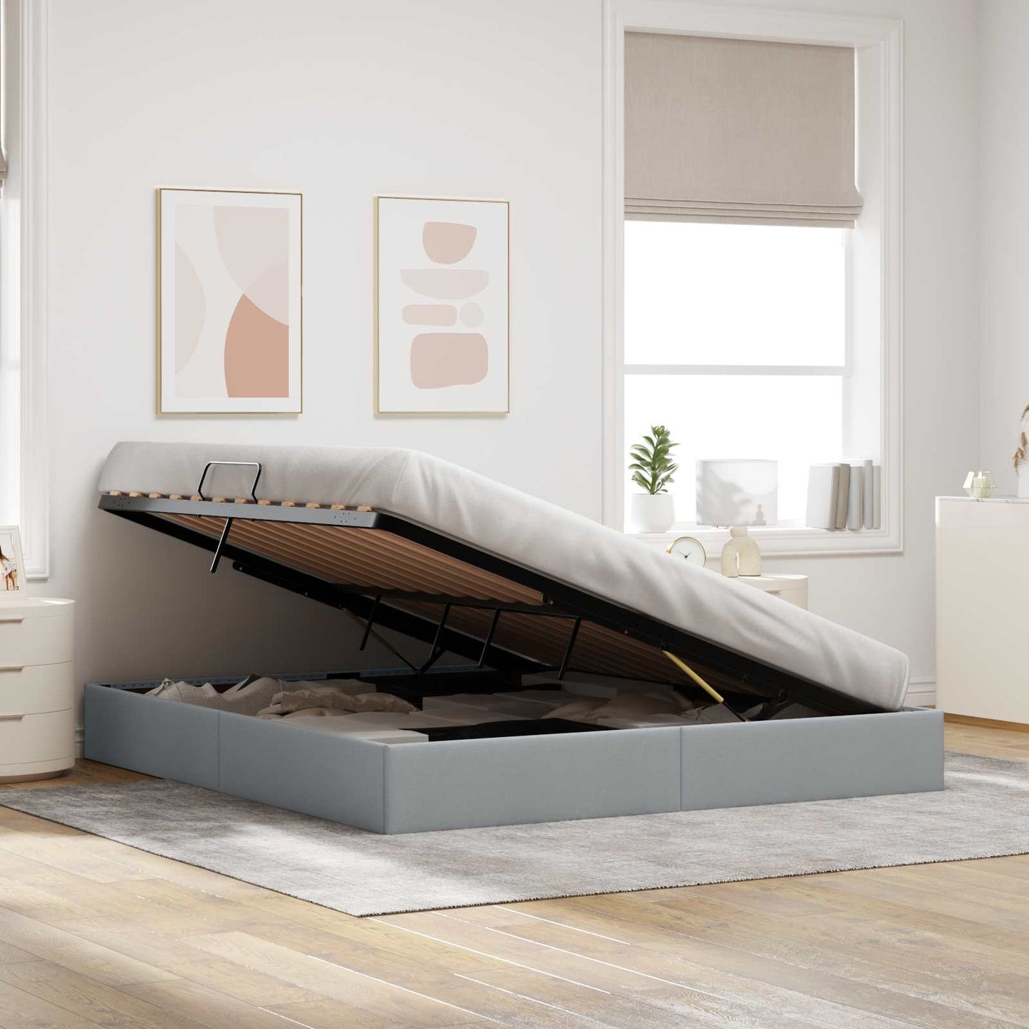 Letto ottomano Grigio chiaro 160 x 200 cm Tessuto | homemem39