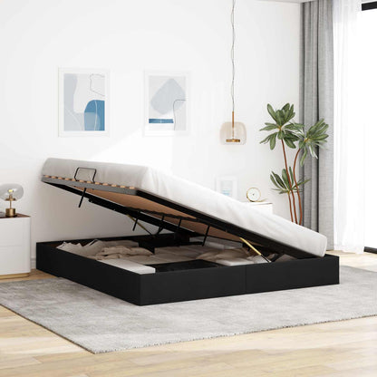 Letto ottomano con archiviazione Nero 160 x 200 cm Tessuto | homemem39