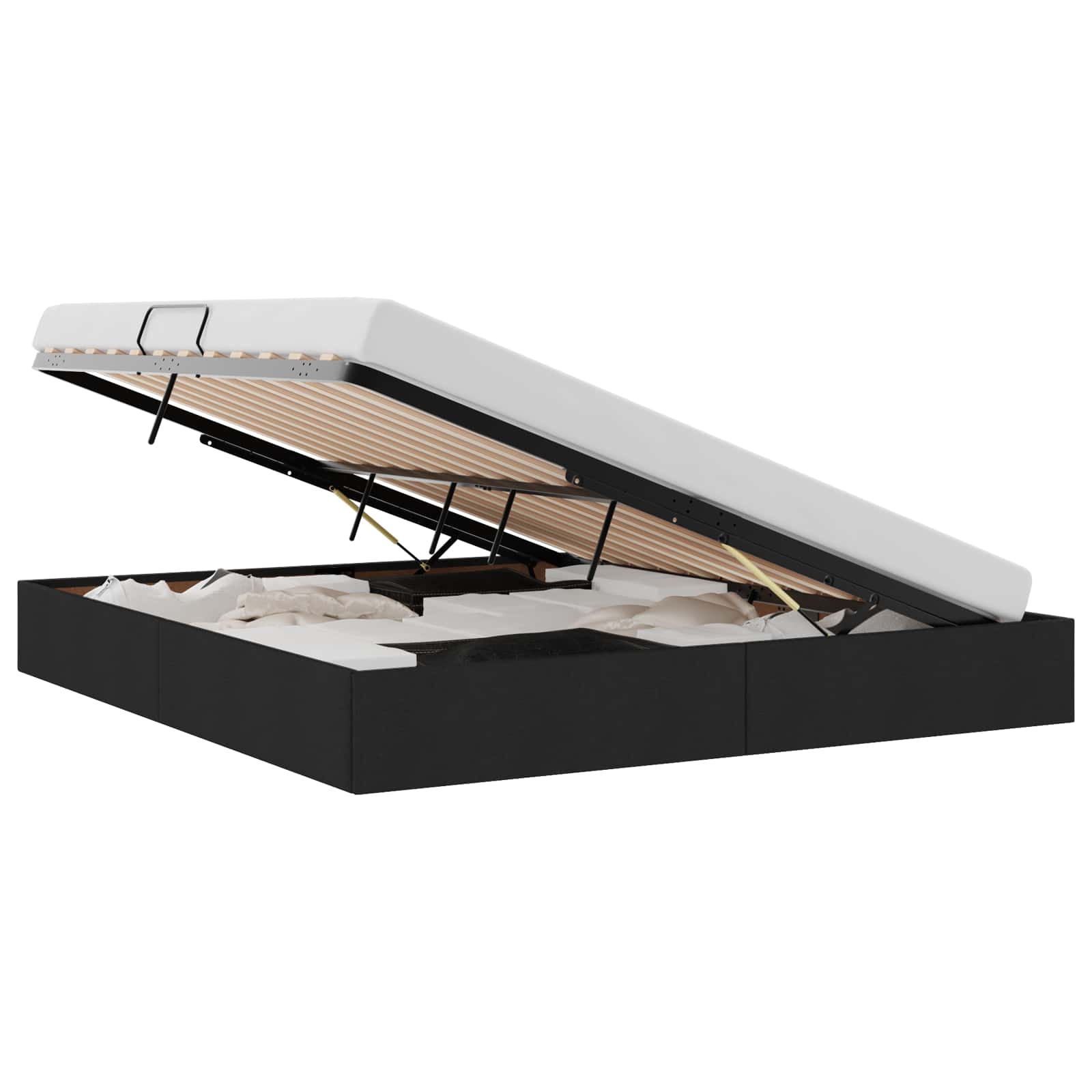 Letto ottomano con archiviazione Nero 160 x 200 cm Tessuto | homemem39