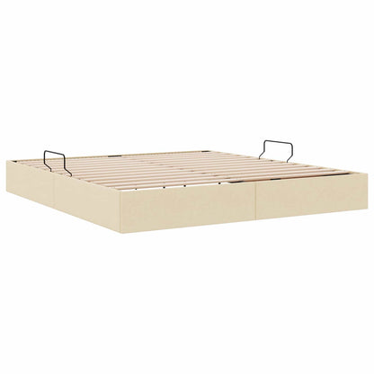 Letto ottomano con archiviazione Crema 160 x 200 cm Tessuto | homemem39
