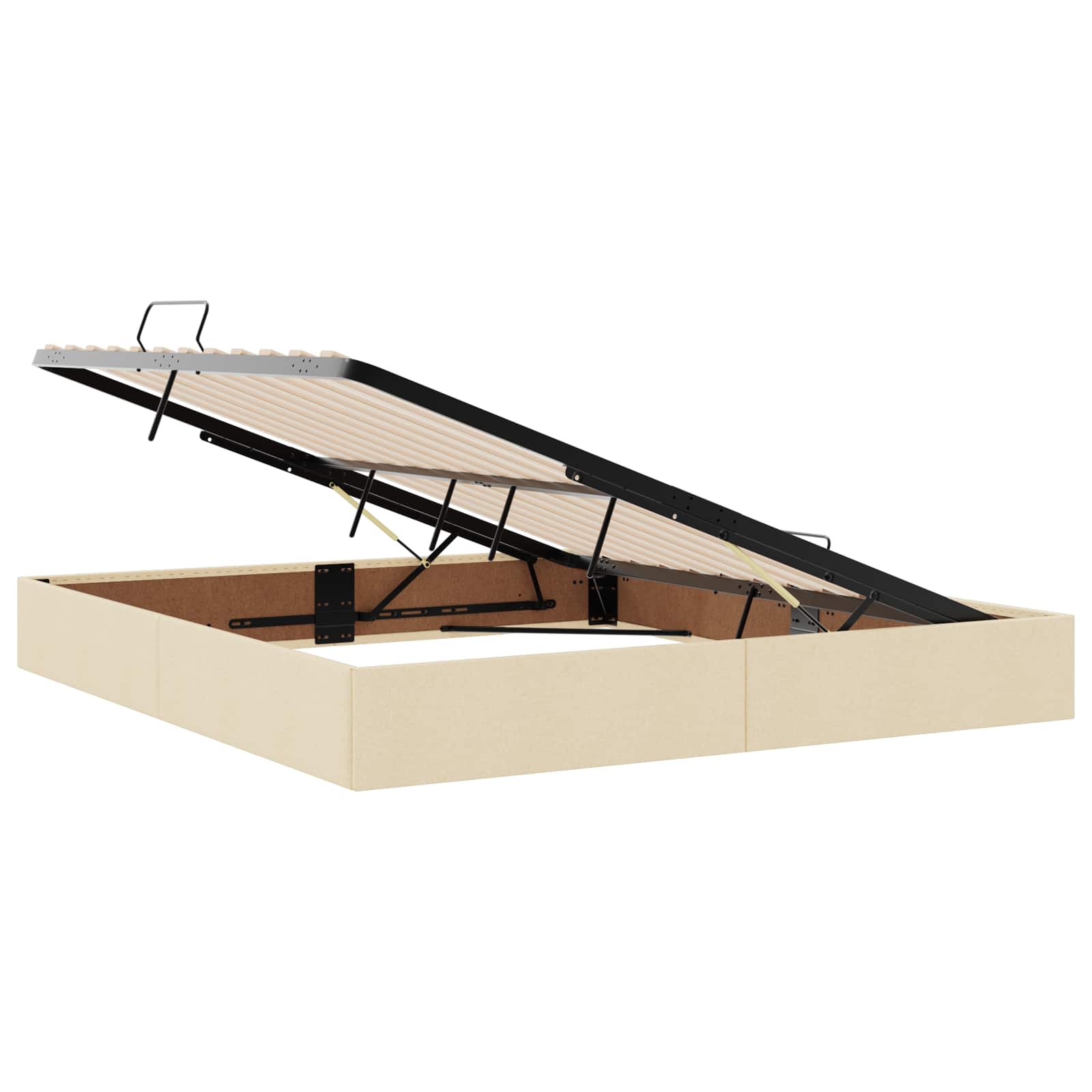 Letto ottomano con archiviazione Crema 160 x 200 cm Tessuto | homemem39