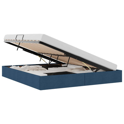Letto ottomano con archiviazione Blu 160 x 200 cm Tessuto | homemem39