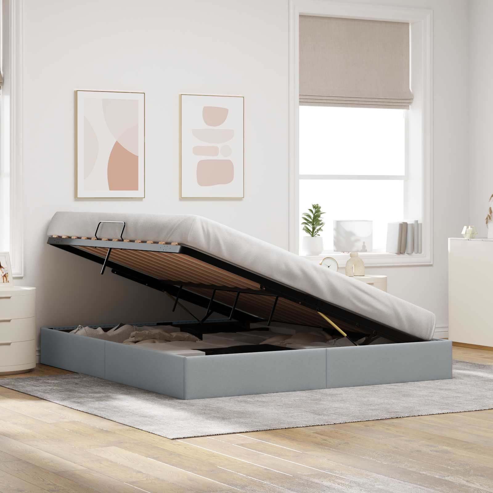 Letto ottomano Grigio chiaro 180 x 200 cm Tessuto | homemem39