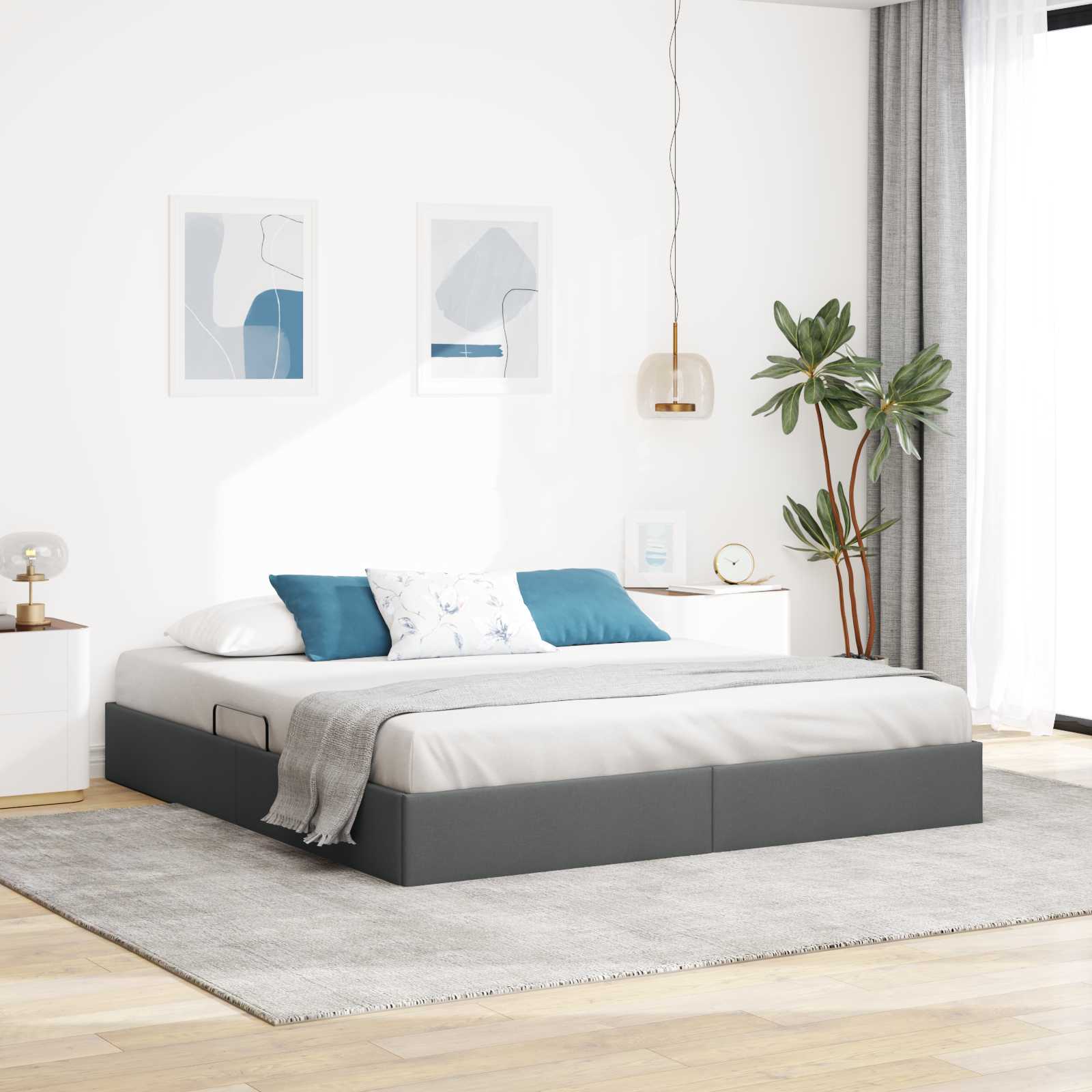 Letto ottomano Grigio scuro 180 x 200 cm Tessuto | homemem39