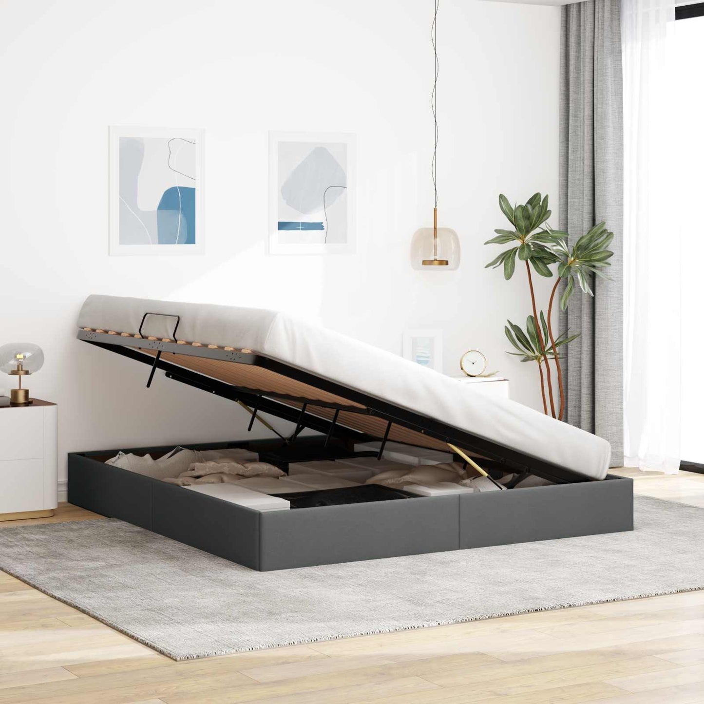 Letto ottomano Grigio scuro 180 x 200 cm Tessuto | homemem39